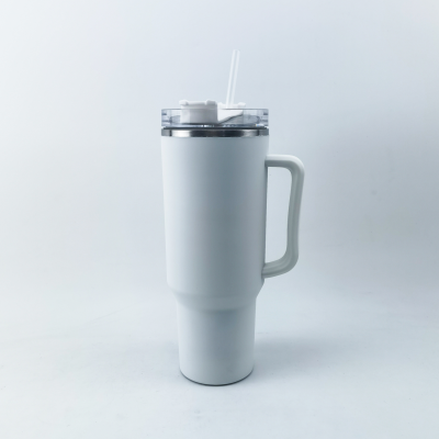 40oz Tumbler with Handle Inner Stainless Steel Outer Plastic Tumbler with Straw Tumbler