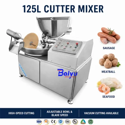 New Commercial High-Speed Bowl Cutter Machine 3/6 Knives for Sausage Meatball Burger Patty Making Stainless Steel Meat Bowl