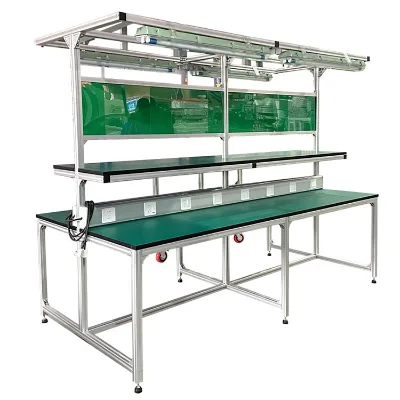 New Customized Anti-static Aluminum Alloy Anodized Silver Workbench Factory Workshop Assembly Line Inspection Work Table