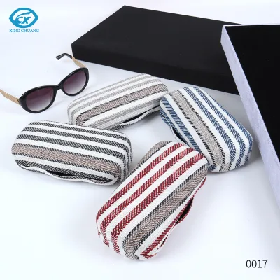 Wholesale Many Color Stripe PU Leather Glasses Box Case Solid Sunglasses Cases Iron Hard Shell Spectacle Cases