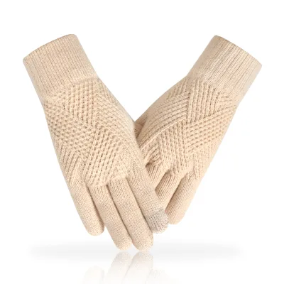 Women's Winter Warm Cold-Proof Acrylic/Wool Wrist-Length Windproof Striped for Screen Gloves for Daily Use