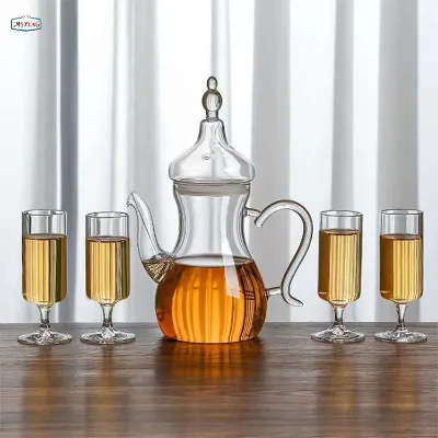 Silica Borate Wholesale Transparent Heat-Resistant Customized Morocco Arab Turkey Glass Teapot 400ml 600ml 800ml 1000ml 1350ml
