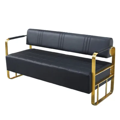 Factory Supplier Barber Waiting Chair Beauty Salon Lounge Area Stainless Steel Waiting Sofa Reception Chair