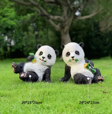 Garden Cute Panda Backyard Courtyard Ornaments Outdoor Lawn Garden Sculptures Resin Crafts Animal Simulation Panda Ornaments