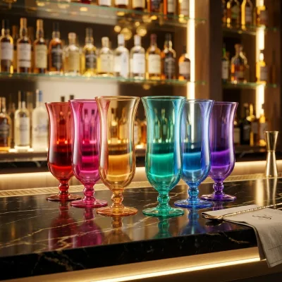 Acrylic Hurricane Glass 16oz Plastic Reusable Clear Tulip Shape Modern Outdoor Unbreakable Cocktail Glasses