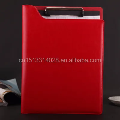 Top Quality OEM Custom Genuine Real Leather A3 A4 B5 Business Presentation Portfolio Folder Pink Red Office Document Folder PU