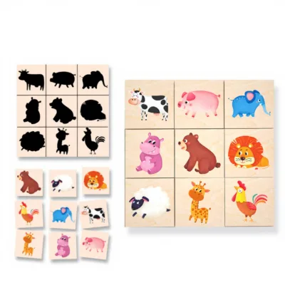 New Factory Direct Wooden Diy 3d Montessori Cartoon Puzzles Wooden Shadow Matching Puzzle Colorful Educational Toys