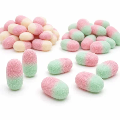 Wholesale Sour Swedish Candy Mini Oval Strawberry Vanilla Passion Fruit Watermelon Vegan Halal US EU Compliant Store