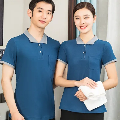 Factory Hotel Restaurant bar Cleaner Receptionist logo Custom Room Service Cleaning Work Wear Housekeeping Staff Polo T-shirt