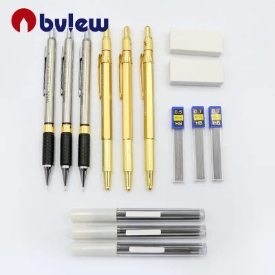Bview Art High Quality 6pcs Different Size Metal Lead Holder with Built Sharpener for Writing Drafting, Drawing