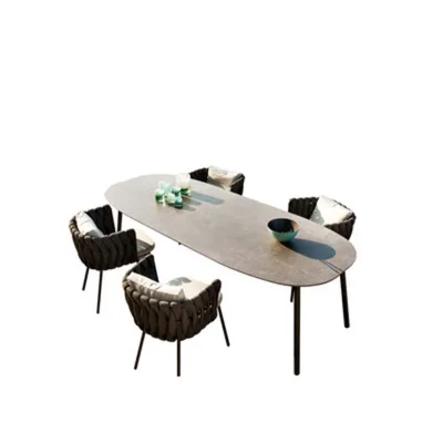 Modern Outdoor Cafe Dining Chair Durable Iron Frame Cushion for Courtyard Hotel Park Furniture Garden Sets Stack Packing