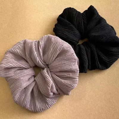 Latest Custom Oversized Pleated Chiffon Fabric Scrunchies and Breathable Fabric Scrunchies for Summer