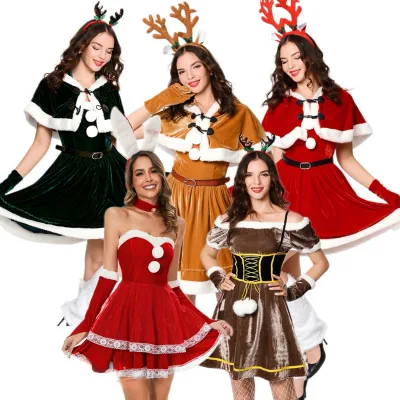 Japanese Korean Cat Christmas Costume Cute Multi-color Multi-piece Women's for Party Performance Costume