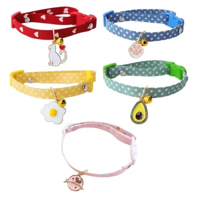 Stylish Soft Padded Breakaway Cute Cat Dog Collar Quick Release Adjustable with Necklace Bells Safety Buckle