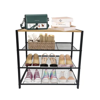 High Quality Iron Floor-Standing Shoe Rack Space-Saving Design for Entryway or Entrance Storage Holder & Rack