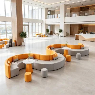 Custom Curved Modular Sofa - S Shape Public Seating for Hospital Waiting Room Clinic Hotel Lobby Office Lounge Sectional Set Arc