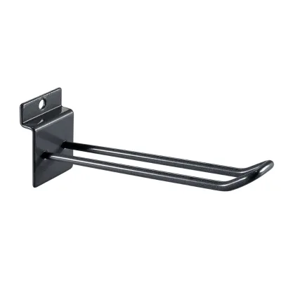 Wholesale Black Slatwall Display Hooks Metal  Double Prong Hook for Store Slatwall Double Hook