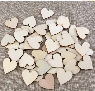 Newest Design Eco-Friendly Love Button Printed MDF Heart Shaped Unfinished Father's Day Easter Christmas Engraving Decoration