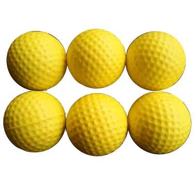 42mm Yellow Sfot Stress PU Golf Ball Foal Indoor Practice Ball