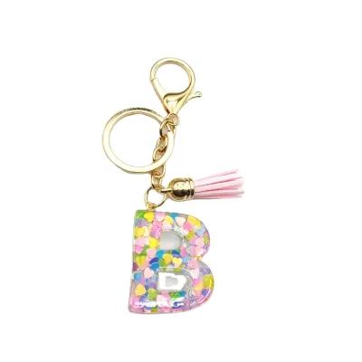Selling Personalized Temperament Crystal Letter Key Chain Creative Color Initial Key Chain Pendant Letter Key Chain