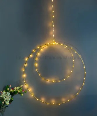 Customized 75L Warm White Metal Hanging Double Moon Light Night Strings Led Decoration for Home and Wedding