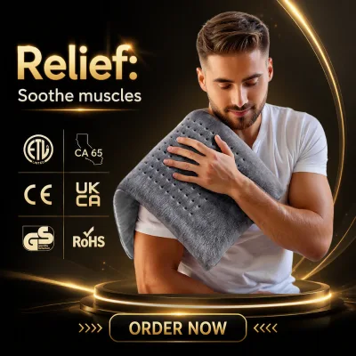 Weighted Electric Heating Pad with Fast Heating Handheld Control Massaging Vibrations for Pain Relief