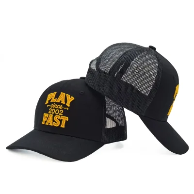 Yellow Letter Embroidery Breathable Mesh Trucker Caps Custom Logo Casual Street Sun Protection Unisex Men Women Trucker Cap