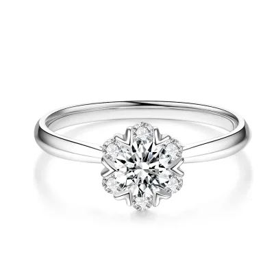 Beautiful Luxury DE VS Lab Diamond Ring K Gold Flower Wedding Engagement Ring Cluster Snowflake Ring for Christmas Gift