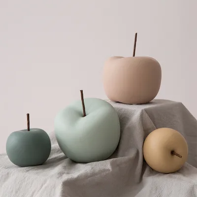 Factory Glossy Round Fruits Ornament Modern Ceramic Home Decoration Apple Figurine Eco-friendly Porcelain Chinese Europe Nordic