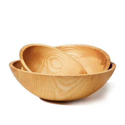 2026 OEM Crafted wood salad Bowl Natural wooden salad bowl set