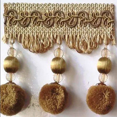 High end large velvet ball lace with a length of 11cm boutique home textiles curtains lace accessories