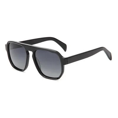 VS9017S Vintage Single Bridge Acetate Sunglasses, Retro Square Pilot Large Frame Shades for Women Men, UV400 TAC Gradient Lens