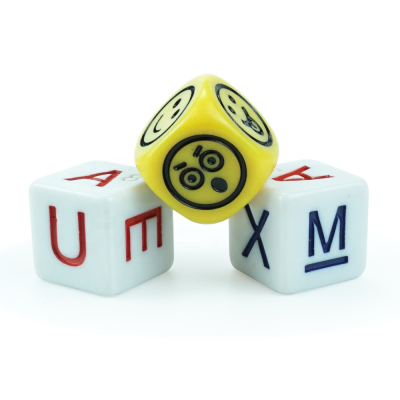 Wholesale Casino Grade 16mm Alphabet Dice Emotion Dices 6 Sides 4g Dice for Education Games