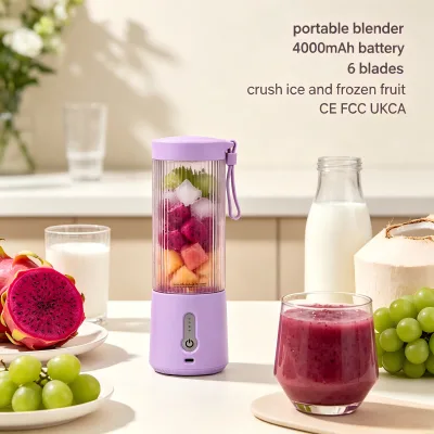 Portable Juicer 450ml USB Rechargeable Food Grade 6 Blades Blender Ice Frozen Fruit Blending Hand Mixer for Household Camping CE