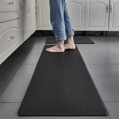 Pvc Keuken Tapijt Waterdicht Oilproof Pu Lederen Keuken Mat Antislip Vloer Mat Voor Woonkamer Slaapkamer Deurmat Grijs Zwart