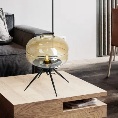 Modern Electric E26 Glass Table Lamps with Touch Control and Dimmable Light for Study Hotel Room Dining Bedside Use