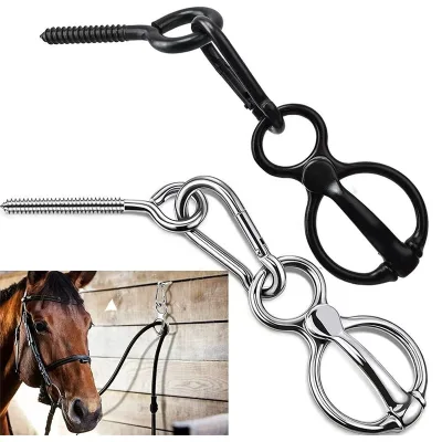 Horse Tie Ring of Stainless Steel Sturdy Horse Trailer Ties with Eye Bolt Quick Snap Solid Horse Safety Tie Ring
