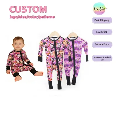 Bamboo Fiber Kids Pajamas Double-sided Zipper Custom Children Zipper Ready to Ship Halloween Clothing