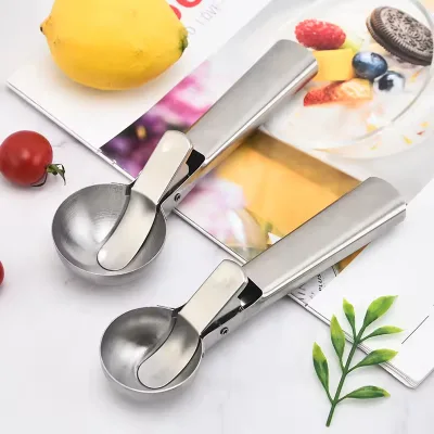 Heavy Duty Metal Ice Cream Scoop With Trigger Stainless Steel Ice Cream Balls Scooper Spoon Old Fashioned Nostalgic Cream Scoop