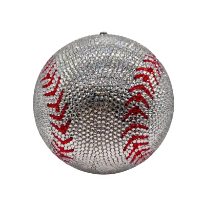Rhinestone Alloy Baseball-Style Diamond-Encrusted Magnetic Button Evening Clutch Bag for Women European American Banquet