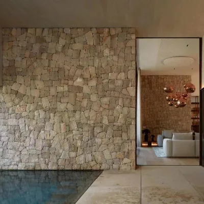 Natural Yellow Limestone Exterior Castle Stone Wall Stone Cladding Decoration