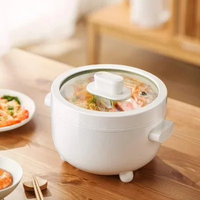 Wholesale Multifunction Stainless Steel Cooking Seamless Pot Soup Electric Mini Cooker Household 1.2-1.8L 600W