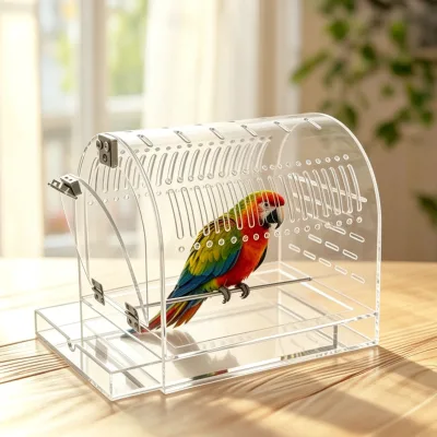 Arched Transparent Acrylic Bird Rearing Cage with Breathable Openings, Portable Outdoor Cage, Desktop Viewing Cage Customized
