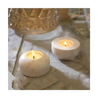 Nordic Style Wholesale Hotel Home Decoration Marble White Candle Holder Candle Stick Holders