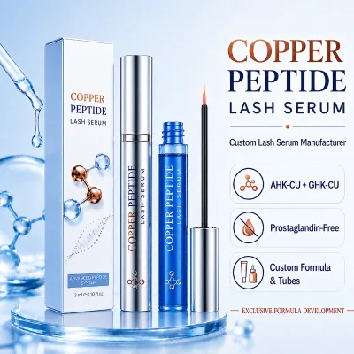 AHK-Cu + GHK-Cu Lash Growth Serum Prostaglandin-Free Private Label Manufacturer Customized Formula Eyelash Care Serum