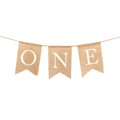 New Listing Jute Burlap Hanging Flag Jute Fabric Banner