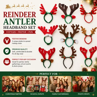 Custom Christmas Reindeer Antler Headband Plush Hair Accessories for Holiday Party Adults Kids OEM ODM