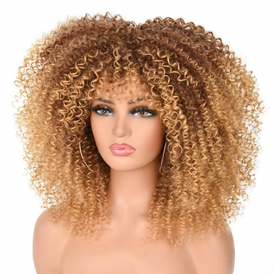 African Explosive Head Wig Brown Gradient Fluffy Female Afro Wig Chemical Fiber Long Wig Export