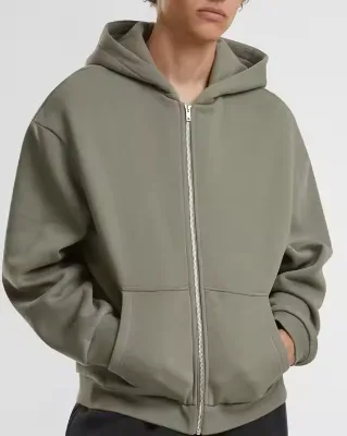 Men's Vintage Oversized Zipper Hoodie Wholesale 100% Cotton Embroidered Custom Logo Design Heavyweight Blank Shoulder Cut Washed