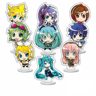 6CM 9PCS/SET Plastic Crafts HHatsvne Miku Sakura Sailor Macarons Girl Accessories Figure Acrylic Anime Stand Plate